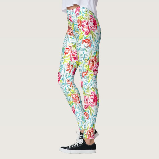 Legging Padrão de Arte de Pintura de Verão Funky (Esquerda)