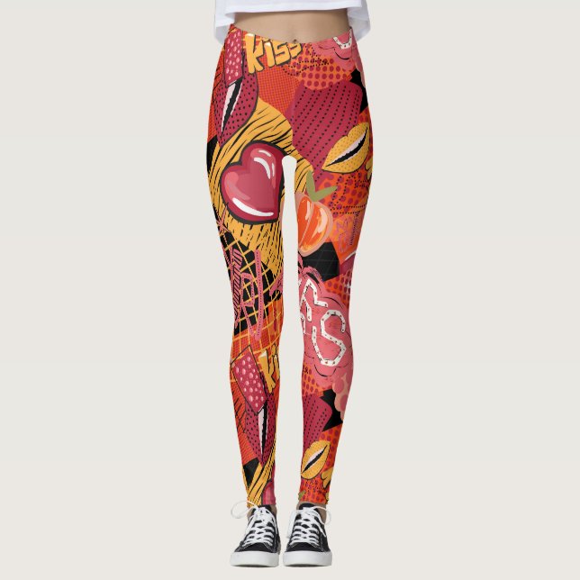 Legging Padrão de Arte de Rua com Grafite Urbano (Frente)