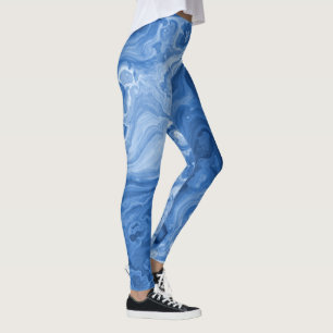 Legging Padrão de Arte do Azure Blue Malachite Marble Swi