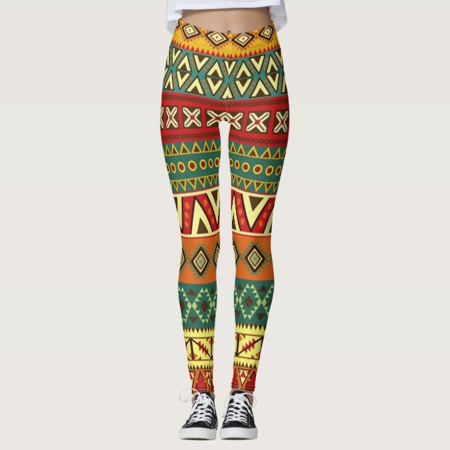 Legging Padrão de Arte Folclórica Mexicana (Frente)