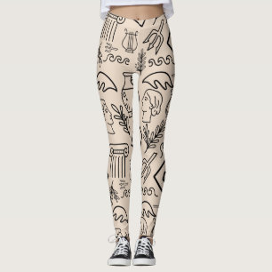 Legging Padrão de Arte Linear da Grécia Antiga