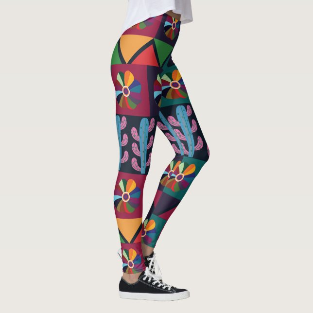 Legging Padrão de Arte Mexicano Cinco De Mayo  (Direita)
