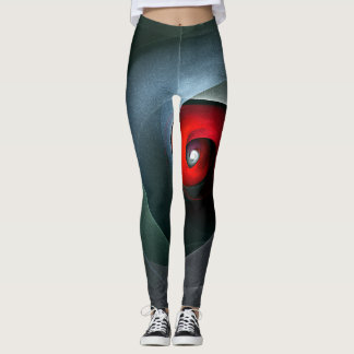 Legging Padrão de Arte Moderna Abstrato de Roteiro Vermelh