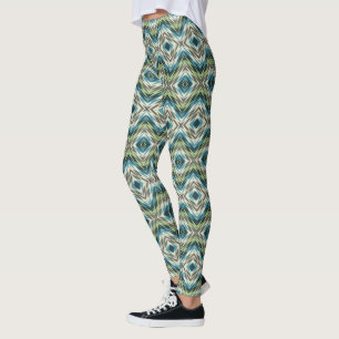 Legging Padrão de Arte Mosaica Nativa Indiana abstrato-Ame