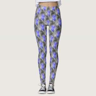 Legging Padrão de Arte Natural das Flores Gentianas Azuis