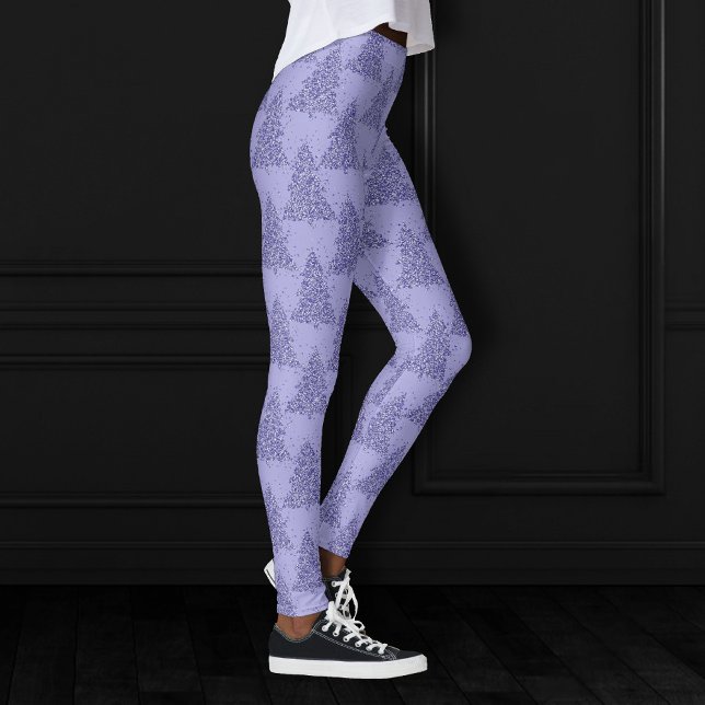 Legging Padrão de árvore elegante | Lavanda charmosa Natal (Criador carregado)