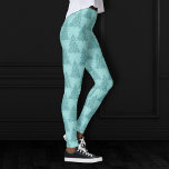 Legging Padrão de árvore elegante | Natal de Luxe Aqua<br><div class="desc">Esta é a estação para a alegre arte vestida! Luxuoso terquesa aqua azul e elegante paleta verde de menta, vestida de forma de feriado. Esta design festiva divertida apresenta árvores de Natal cintilantes e caprichosas com uma pintura frisada melhorada com brilho metálico falso juntamente com um fundo sólido de baixo...</div>