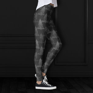 Legging Padrão de Árvore Moody   Onyx Silvery Black Christ