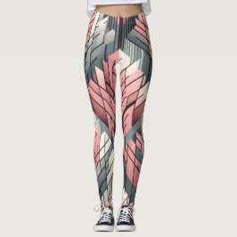 Legging Padrão de Árvores Geométricas Rosa Atômico Cinza