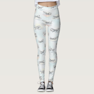 Legging Padrão de Avião Sonhador no Céu (1)