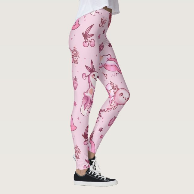 Legging Padrão de Axolotls Rosa (Direita)