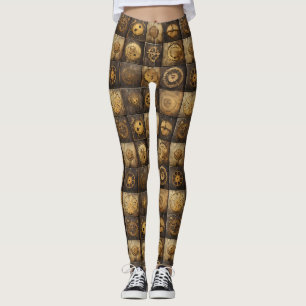 Legging Padrão de Azulejo de Engrenagem Mecânica Steampunk