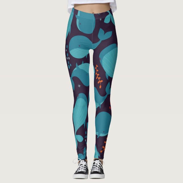 Legging Padrão de Baleia Azul (Frente)