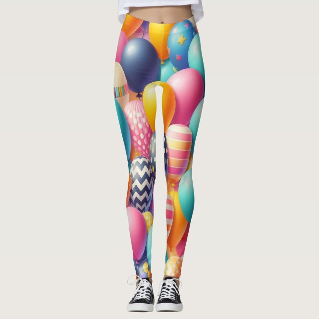 Legging Padrão de balões coloridos (Frente)
