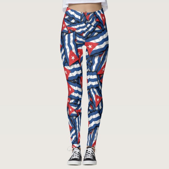 Legging Padrão de Bandeira de Cuba (Frente)