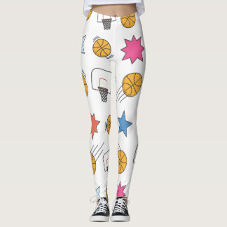 Legging Padrão de basquete divertido - Branco