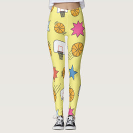 Legging Padrão de basquetebol divertido - Amarelo