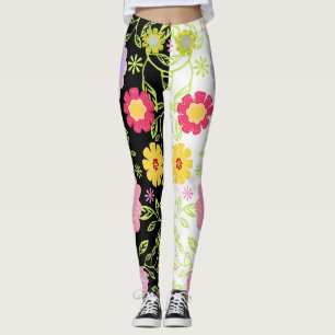 Legging Padrão de Bi-Color de pintura de Pop Floral