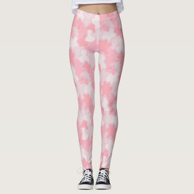 Legging Padrão de Blobs Rosa Pastel (Frente)