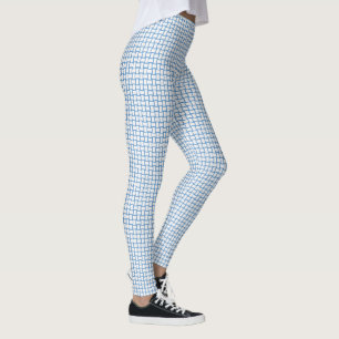 Legging Padrão de bloco branco azul