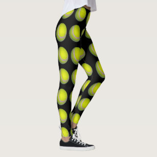 Legging Padrão De Bola De Tênis Amarelo E Preto,