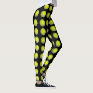 Legging Padrão De Bola De Tênis Amarelo E Preto,