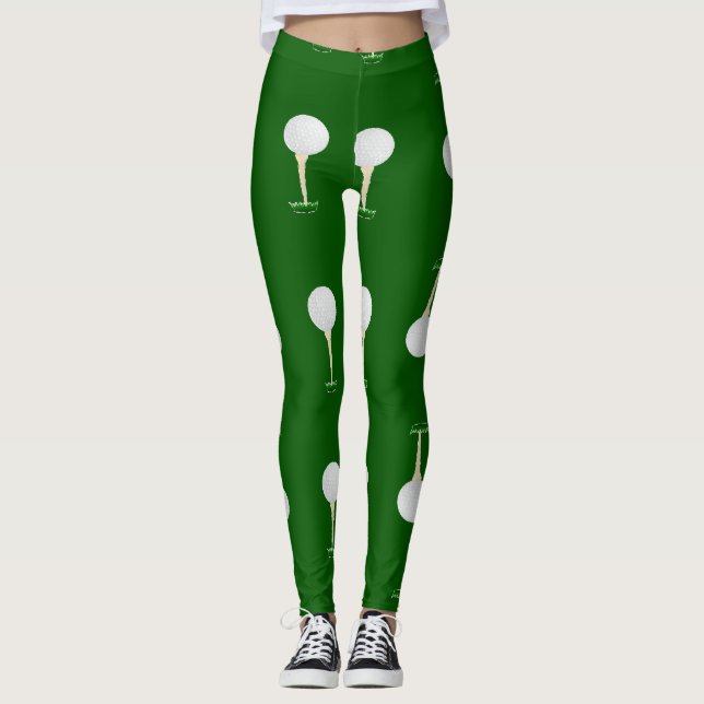 Legging Padrão de bolas de golfe em verde (Frente)