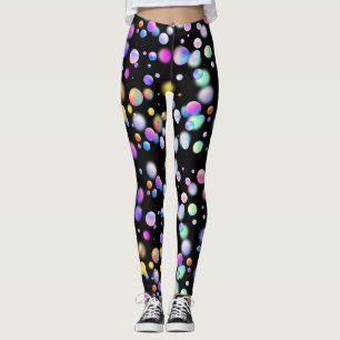 Legging Padrão de Bolas Flutuantes 3D. BG preto
