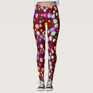 Legging Padrão de Bolas Flutuantes 3D. DRed BG