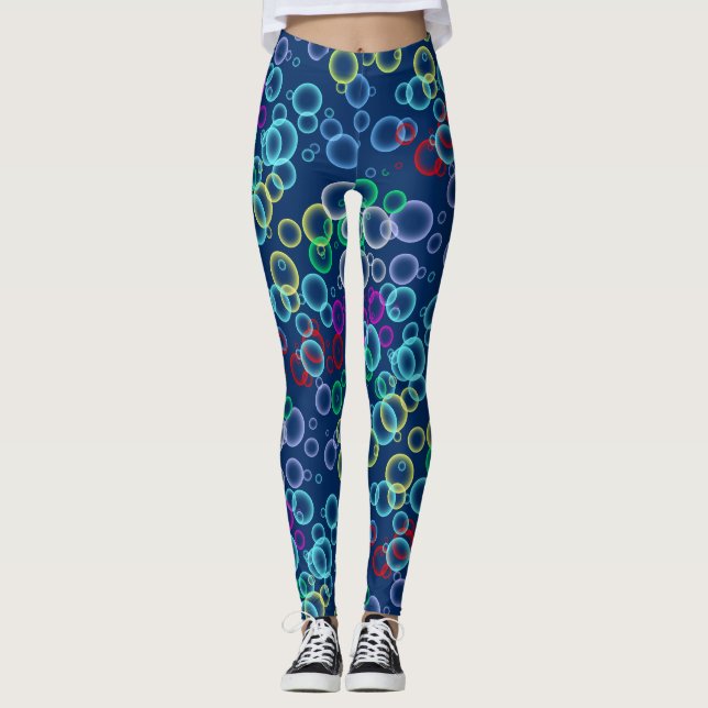 Legging padrão de bolhas 02.b Fundo Azul Escuro (Frente)