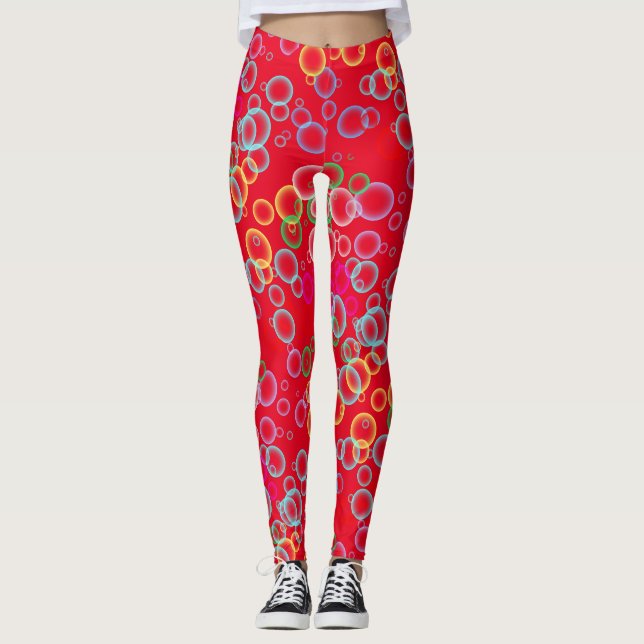 Legging padrão de bolhas 02.b Vermelho BG (Frente)