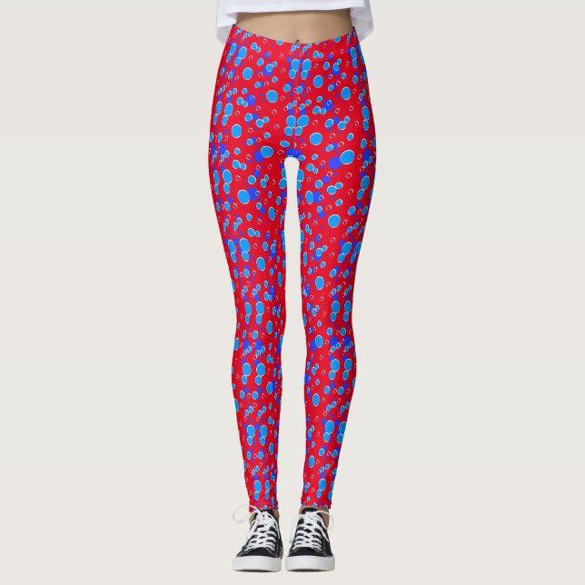 Legging Padrão de bolhas C01.blue Red BG (Frente)