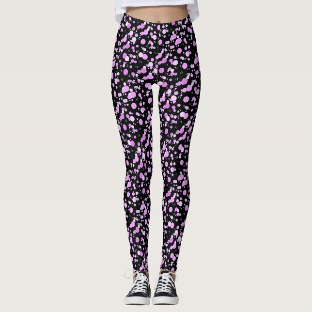 Legging Padrão de bolhas C02 cor-de-rosa BG (Frente)