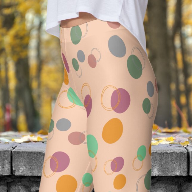 Legging Padrão de bolhas cor-de-rosa flutuante (Bubbly Bubbles on Apricot Leggings)