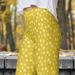 Legging Padrão de Bolinhas amarela e Dourada antiga