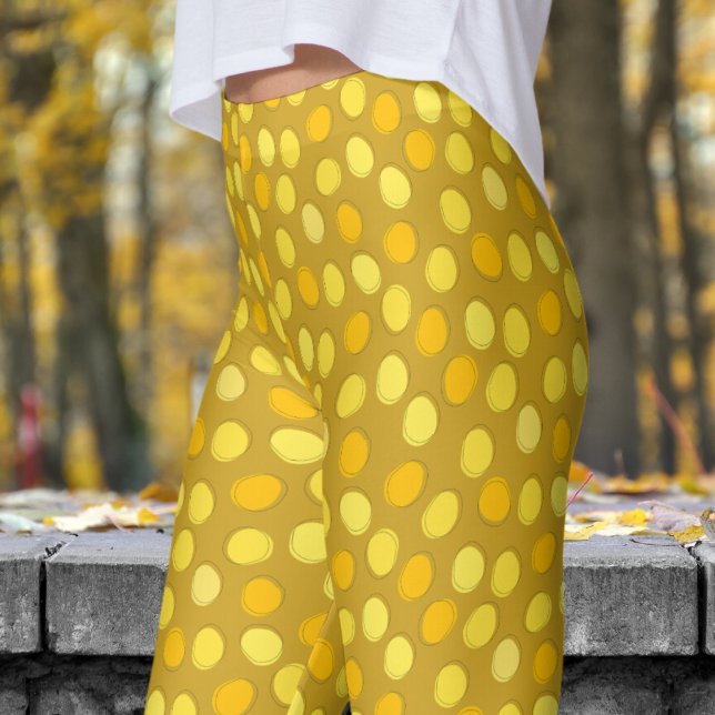 Legging Padrão de Bolinhas Amarelo e Limão na moda (Yellows on Lemon Curry Yellow Leggings)