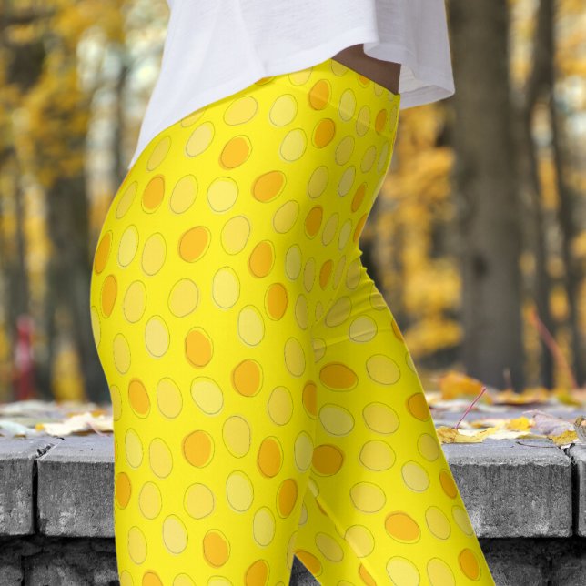 Legging Padrão de Bolinhas Amarelo na moda e Amarelo Canár (Yellows on Canary Yellow Leggings)