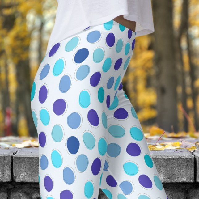 Legging Padrão de Bolinhas Azul e Alice Azul (Blues on Alice Blue Leggings)