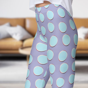 Legging Padrão de Bolinhas azul e azul brilhante