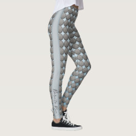 Legging Padrão de Bolinhas azul e Cinza