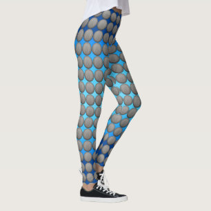 Legging Padrão de Bolinhas azul e Cinza
