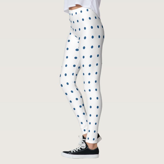 Legging Padrão de Bolinhas Azul em Branco (Esquerda)