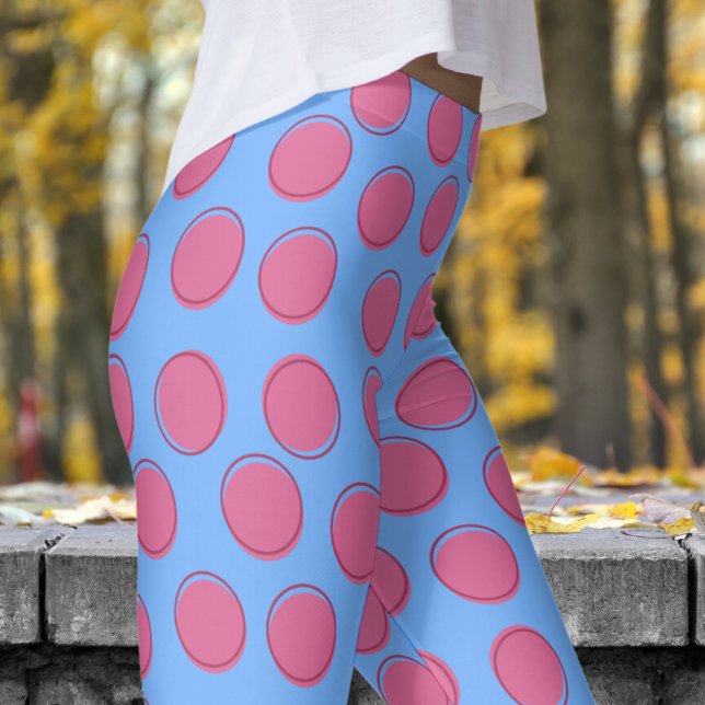 Legging Padrão de Bolinhas Azul Francês Moderno (Polka Dot on French Blue Leggings)