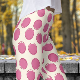 Legging Padrão de Bolinhas Branca de Latte Cósmica Moderna