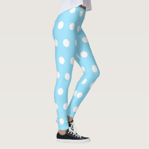 Legging Padrão de Bolinhas branca e azul-esbranquiçado