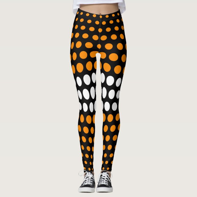 Legging Padrão de Bolinhas branca e laranja (Frente)