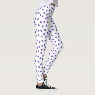 Legging Padrão de Bolinhas Brancas e Roxas Classe Férias