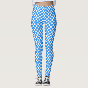 Legging Padrão de bolinhas brancas no azul aqua