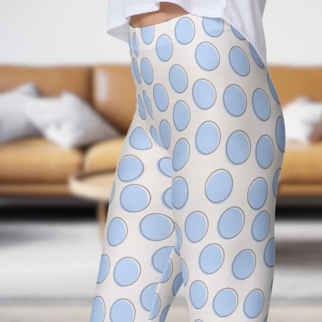 Legging Padrão de Bolinhas brilhante azul e branco de neve (Gorgeous Blue and Snow White Polka Dot Pattern Leggings)
