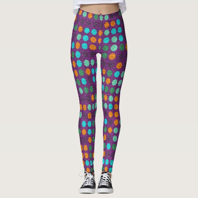 Legging Padrão de Bolinhas de Cor Retroativa nº 2 (Frente)